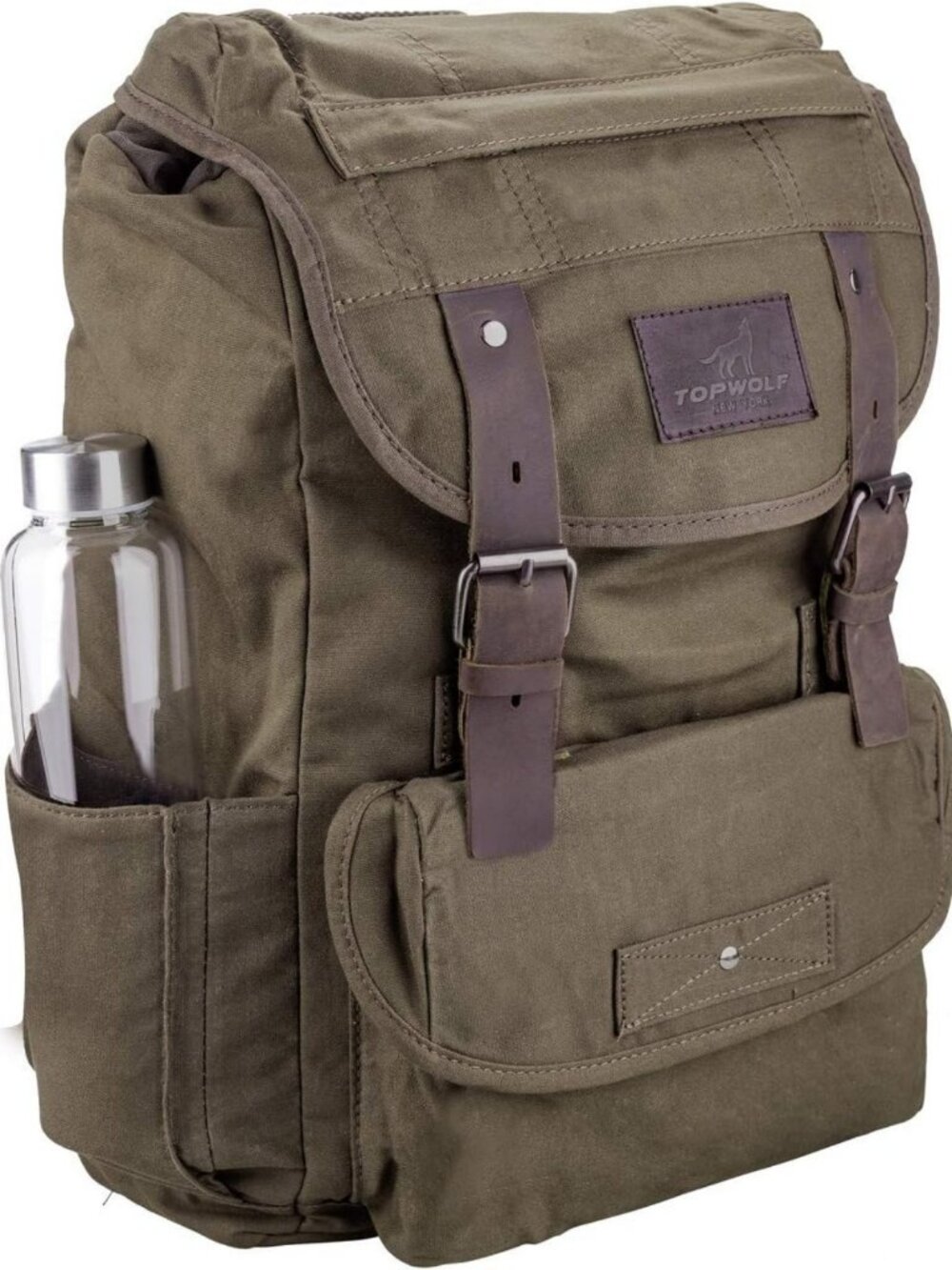 Waterproof Waxed Canvas Backpack for Men | Travel Rucksack with Leather Trim
